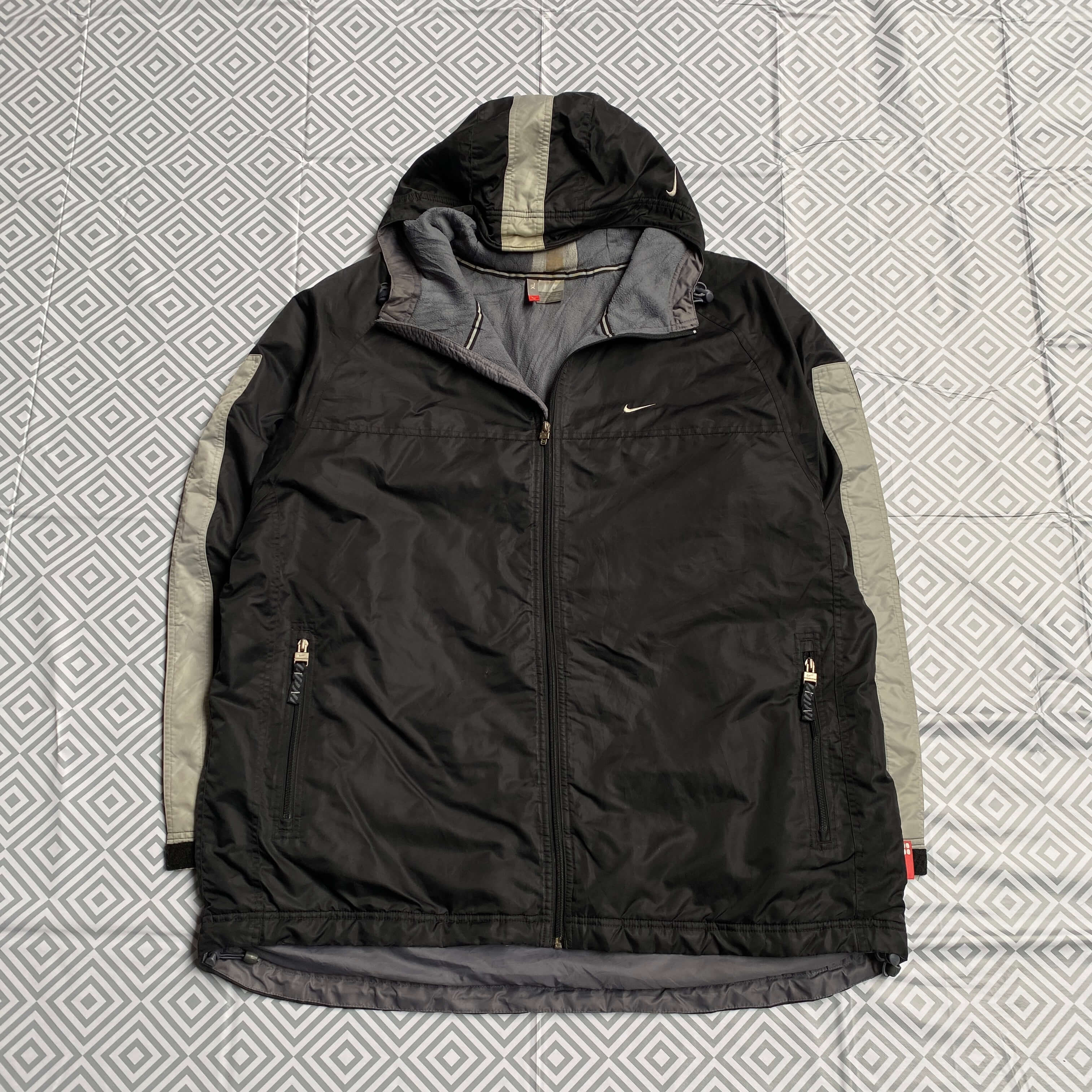 y2k Nike Black Fleece Lined Puffer Jacket XL | awevintageclothing