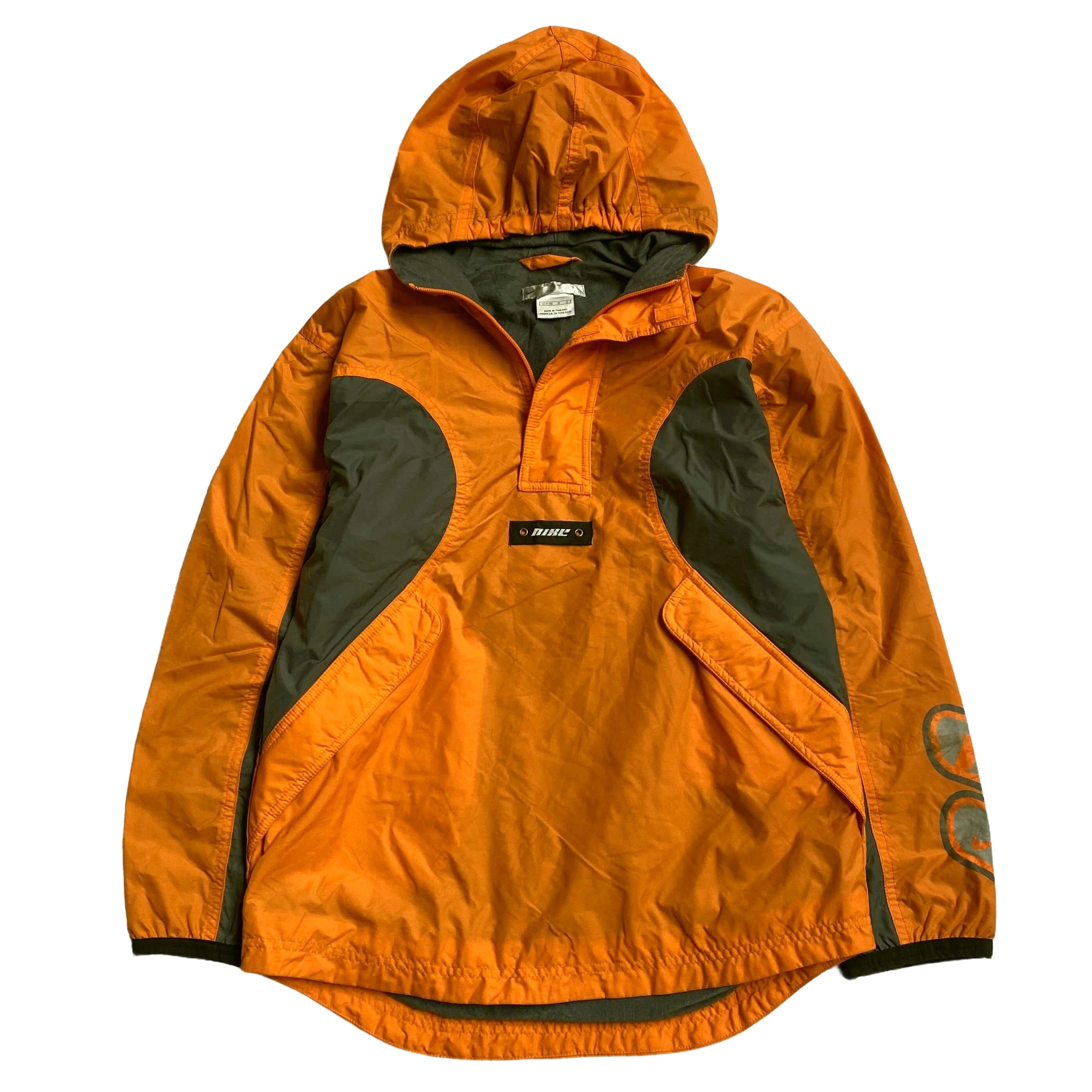 NIKE Vintage 00s y2k Orange Hooded Polyester Anorak Utility Jacket