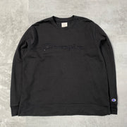 2000S Y2K Black Champion Logo Embroidery Sweatshirt