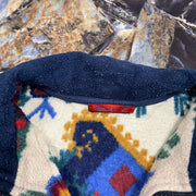 Vintage Quarter Zip 90s Snowflake Christmas Fleece Pullover Medium