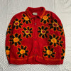 Vintage 90s Red Flower Button Down Knit Avalanche Knitwear Jumper Small
