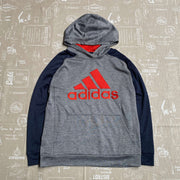 Grey Navy Adidas Pullover Hoodie Youth's XL