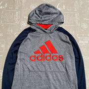 Grey Navy Adidas Pullover Hoodie Youth's XL