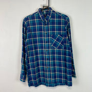 Blue and Green Button up Shirt Men's Small