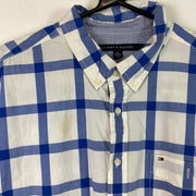 White and Blue Tommy Hilfiger Button up Shirt Men's XXL