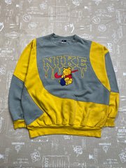 Grey and Yellow Nike Spell-Out Sweatshirt Men's Large