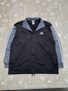 Vintage 90s Black and Grey Adidas Track Jacket Men's Large