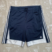 Y2K Navy and White Adidas Sport Shorts Men's Large