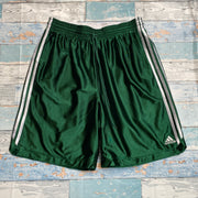 00s Green and White Adidas Sport Shorts Men's Medium