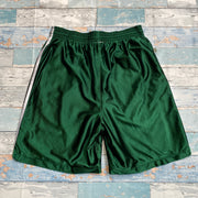 00s Green and White Adidas Sport Shorts Men's Medium