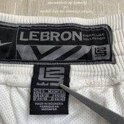 Vintage 90s White Nike Lebron James Basketball Sport Shorts Men's Small