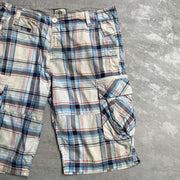 White and Blue Cargo Shorts W42