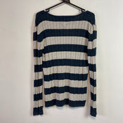 White and Navy Tommy Hilfiger Knitwear Jumper Women's XL