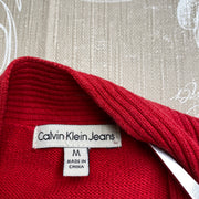 Red Calvin Klein Cardigan Sweater Men's Medium