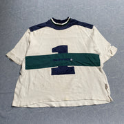 Vintage White and Green Short Sleeve Sweatshirt Men's XXL