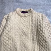 Cream White Chunky Knit Sweater Women's Medium