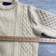 Cream White Chunky Knit Sweater Women's Medium