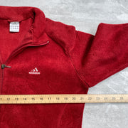 Y2K Red Adidas Fleece Jacket Women's Large