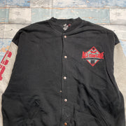 Vintage Black and Grey Baseball Jacket Men's Large