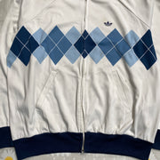 Vintage 70s White and Blue Track jacket Men's Large