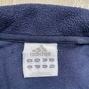 00s Y2K Blue and Navy Adidas Quarter zip Fleece Men's Medium