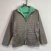 Grey and Mint Green North face Reversible Fleece Jacket Girl's XL