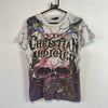 Y2K White Christian Audigier Graphic Print T-Shirt Women's Medium