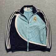00s Navy and Blue Adidas Real Madrid Track Jacket Men's Small