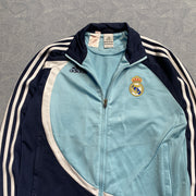 00s Navy and Blue Adidas Real Madrid Track Jacket Men's Small