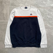 White and Navy Le Coq Sportif Sweatshirt Women's Medium