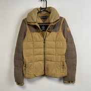 Brown and Beige Tommy Hilfiger Puffer Jacket Women's XS