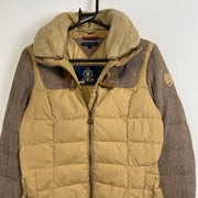 Brown and Beige Tommy Hilfiger Puffer Jacket Women's XS