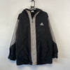 Vintage 90s Black and Grey Adidas Quilted Jacket Men's Large