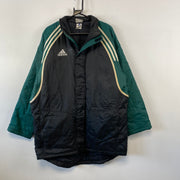 Vintage 90s Black and Green Adidas Quilted Jacket Men's Large