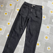 Black Distressed Straight Leg Jeans W28