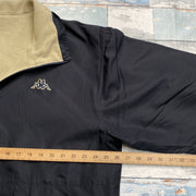 Vintage Black and Beige Kappa Fleece Reversible Jacket Men's L/XL