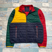 Navy Yellow Green Red Tommy Hilfiger Puffer Jacket Men's Large