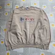 Vintage 90s Beige Jerzees Embroidery Sweatshirt Men's XXL