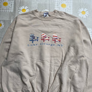 Vintage 90s Beige Jerzees Embroidery Sweatshirt Men's XXL