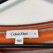 Orange and Grey Calvin Klein Knitwear Sweater Women's XL