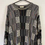 Black and Grey Coogi Style Knitwear Sweater Men's XL