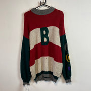 Red Beige Green Knitwear Sweater Men's Large