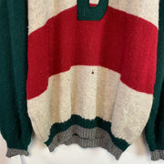 Red Beige Green Knitwear Sweater Men's Large