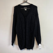 Black Mohair Knitwear Cardigan Sweater Men's Medium