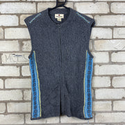 Grey with blue pattern Woolrich Knitted Gilet Small Womens