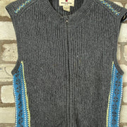 Grey with blue pattern Woolrich Knitted Gilet Small Womens