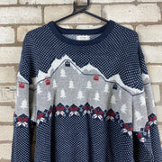 Navy with Christmas Pattern George Mens Christmas Jumper XXL