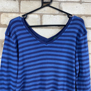 Blue Striped Ralph Lauren Womens Long Sleeved Top XL