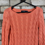 Peach Ralph Lauren Cable Knit Sweater Women's Medium