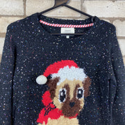 Black Christmas Puppy Knitwear Sweater Women's Small